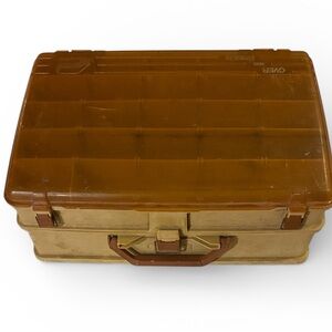 Plano Over/Under Fishing Lure/Sewing Box Amber and Gold Storage Organizer Box